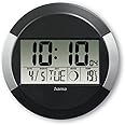 Hama Digital Wall Clock with Radio Controlled Clock with Thermometer Time Zone Setting, Calendar, Moon Phases Polypropylene – Black