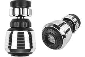 VIPMOON 2 Pièces Aérateur de Robinet, 360 Degrés Robinet Rotatif, Filtre Anti Robinet Avec 2 Modes Réglable Mousseur Robinet Economie Eau pour Cuisine Salle de Bains [Classe Énergétique A]