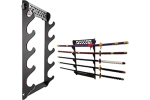 DFDVYE Support mural katana sword Holder - présentoir d'épée samouraï à 5 niveaux Wand Wakizashi tanto support mural d'épée support d'épée