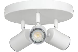 Eglo Consuma 1 Lámpara de techo redonda con 3 focos, para salón y baño, fabricada en acero de color blanco, con casquillo GU10 y protección contra salpicaduras IP44