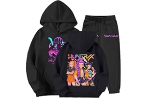 AYOrpeg Mädchen Trainingsanzüge 2 teiliges Set Anime Drucken Langarm Kapuzenpullover mit Jogginghose Set Bedruckter Kapuzen Huntr/x Pulli Pullover