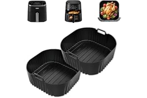 GICCTYBLE 2 Piezas Molde Silicona Freidora de Aire, 23cm Caliente Air Fryer Accesorios Para Cosori 5,5L/6L/6,2L, Philips Série 2000 6.2L Na230/00,Accesorios Freidora de Aire,Recipiente Air Fryer