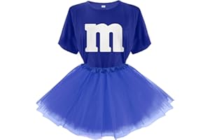FONYFA Letter M Halloween Costumes T-Shirt Tutu Skirts, Team Group T-Shirt, Funny Costumes for Halloween Christmas Party Costume