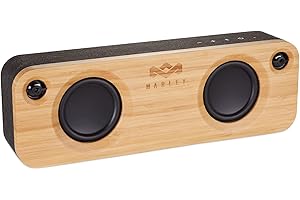 House of Marley Get Together, Bluetooth-Lautsprecher aus nachhaltigem Bambus, tragbare kabellose Box mit integrierter Powerbank, Aux-In & Mikrofon, 8 Stunden Musikgenuss mit einer Ladung - Schwarz