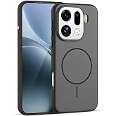 GIOPUEY Magnetic Case for OPPO Find X9 Pro, Compatible with MagSafe, Matte Hard PC Case + Soft TPU Case Cover - Black
