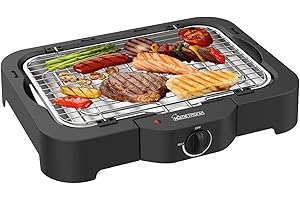 Hometronix 2300W Electric BBQ Grill – Smokeless, Non-Stick, Multi-Level Temperature Control, Compact Indoor/Outdoor Grill with Removable Drip Tray & Safety Features – Ideal for Steaks, Burgers & More
