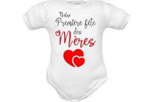 CORREDINO NEONATO body nouveau né avec phrase notre première fête des mères en coton chaud manche longue anche courte - idée cadeau naissance - fête des mères