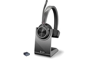 Poly Voyager 4310, schnurloses UC-Headset und Ladestation – Ein-Ohr-Bluetooth-Headset mit Noise Cancelling-Mikrofonarm – Verbindung mit PC/Mac/Mobiltelefon – Kompatibel mit Teams, Zoom und mehr
