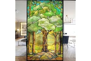 LUMANDUO European Church Windows Film Privacy Stained Glass Window Stickers Static Cling Decorative Frosted Window Films UV Blocking Muted Colors Window Coverings (T,60x90cm WxH)