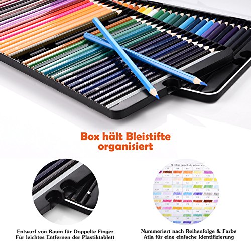 LiSmile 72 Farben Buntstifte Farbstifte -Set für Zeichnen, Skizzieren, Kunst und Erwachsene Malbücher, Perfektes Geschenk Für Hobbykünstler und Kinder - 4