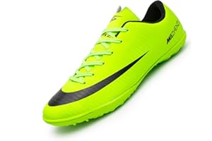 Agnueuty Chaussures de Football pour Hommes avec Crampons Chaussures de Football Professionnelles pour Hommes et Jeunes Baskets de Gazon garçons à Lacets