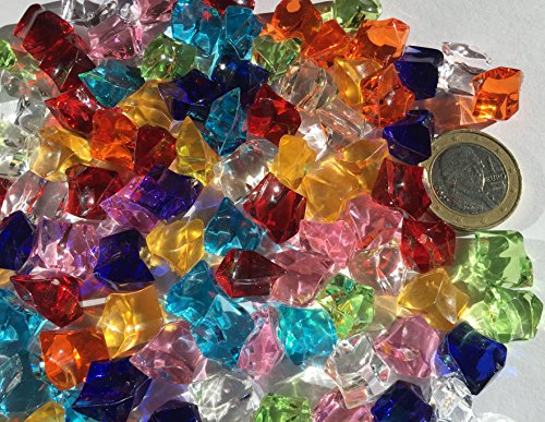 200 Stück 15mm glitzernde bunte Deko Eis Diamanten Brillianten Strasssteine Acrylsteine transparent klar kristall basteln Gltzersteine Schmucksteine Strass Steine Dekosteine zum Verzieren Dekorieren von CRYSTAL KING - 2
