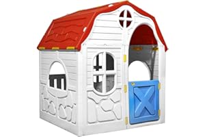 vidaXL Aire de Jeu Pliable avec Porte et Fenêtres Fonctionnelles Maisonnette pour Enfants Maison de Jardin Jouet d'Imagination Extérieur Plastique