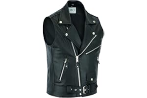 GAUDI-LEATHERS Veste Homme en Cuir Moto Biker Chopper Vest Gilet cuir moto veste de moto motard robe Brando Rockabilly