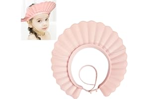 EMTSEB Baby Shower Cap Bath Visor Protection Silicone Adjustable Safe Shower Bathing Cap for Infants Toddler Baby Kids Children (6 Months-12 Years old, Pink)