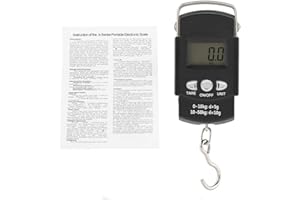 FTVOGUE Báscula de pesaje 50KG / 10G Escala electrónica Digital portátil para Peces con Gancho de Cinta métrica
