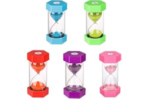 DREAM HORSEX Sanduhr für Kinder, Timer, Sanduhr-Set, bunter Sand, Küchen-Timer-Uhr, Zeitmanagement, für 1 Minute, 3, 5, 10 und 30 Minuten (5 Stück).