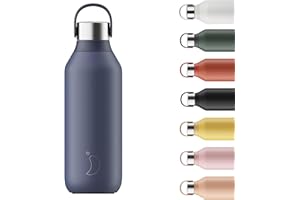 Chilly's Bottle Serie 2 - Botellas térmicas de Acero Inoxidable con gollete Suave y asa - Whale Blue, 500ml