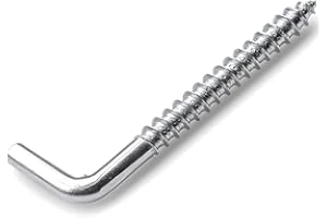 SS8® 35mm L Hooks Screw in (Pack of 8) Hook Heavy Duty Square Cup Metal Hanger Picture Hanging Dresser Outdoor