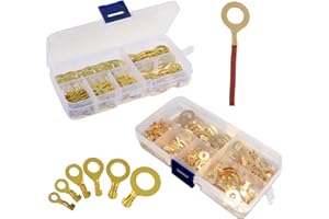 BEEK 300 Pcs Bornes à Anneaux, Cosses électriques, Cosse a souder, Cosse de Type O, Connecteur Cuivre Anneau Cosse, Terminal Ouvert, Pour Moto Voiture Modélisme Bateau(Plage de câblage: 0,5-2,5)