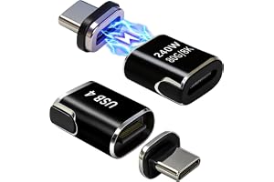IVIVTOR USB C magnetadapter - 2-pack 240W Typer C magnetisk adapter 24-pin med 80 Gbps överföringshastighet lämplig för bärbar dator Kompatibel med USB-C-datakablar