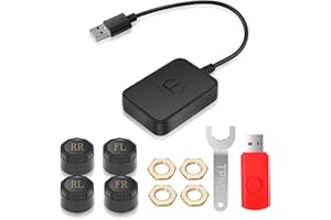 Avutrel 0-8bar TPMS Tire Pressure Monitoring System with USB Charging, 4 Tire Pressure Sensors, Android Navigation Display Compatibility, Universal Tire Pressure Monitoring for Cars, SUVs, Caravans