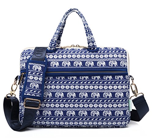 Kayond® Laptop-Tragetasche, 27,9-38,1 cm, Segeltuch, Neopren Laptop Tragetasche/Schultertasche Messenger-Bag / Aktentasche für Macbook, Acer, Dell, HP, Sony, Ausa, Samsung, Lenovo Blauer Elefant 11-11.6 inches