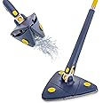 Fidrox Rotatable Triangle Mop with Long Handle, Microfiber Flat Floor mop Rotatable Cleaning Brush Glass Wiper Window Cleaner Floor Cleaning Car Glass Cleaning Scraper Dust Mop
