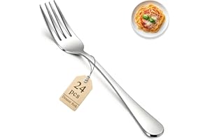 Berglander Lot de 24 fourchettes de table en acier inoxydable de 18,5 cm pour la maison, la cuisine, l'hôtel, le restaurant, passent au lave-vaisselle