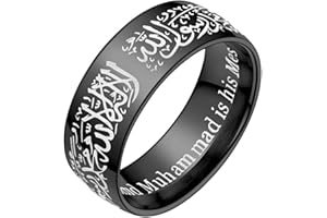 Boomly Bague de couple musulman Islam arabe Allah Shahada Anneaux Acier inoxydable Anneaux Accessoires de bijoux