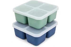 Silikonformar för frys 2-pack med lock, 4×200 ml | 2 flexibla formar med 4 fack à 200 ml, lock ingår, för soppa, buljong, sås