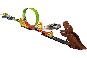 BRIGAMO Zabawka dinozaur tor wyścigowy z pętlą i katapultą, zabawka samochodowa dla chłopców od 6 lat