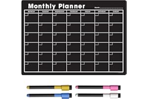 THE MAGNET SHOP TMS A3 Monthly Planner Whiteboard | Magnetic Fridge Calendar for Meal Prep, Work or Family Planning | Made in The UK (A3, Black Chalkboard)