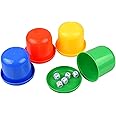 Lezevn 4 Pieces Dice Game Set Plastic Dice Shaker Container Dice Shaker Cup Set Party Props Game Accessory for Bar
