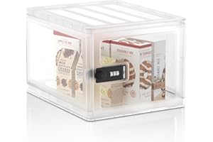 Glosen Plastic 3-Digit Combination Lock Box for Medication, Food & Personal Items, Refrigerator Locked Storage Box, 12.2 x 9.45 x 7.87 Inch Medicine Lockbox with Code (White)