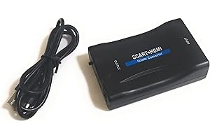 JEYEFFE Adaptador SCART a HDMI convertidor adaptador de formato PAL/NTSC, adaptador de vídeo 1080P para HDTV STB Xbox PS3 Sky DVD Blu-ray PC (SCART to HDMI)