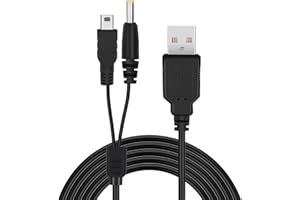 BFQZ 1 Pcs 2 in 1 USB Data Charger Cable Lead,USB PSP Charger Cable,2 in 1 Data Charger Cable Lead,Data Sync Transfer USB Power Cord Cable for PSP 1000/2000/3000/PS3(Black,120cm)