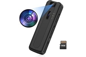 ZAQE Mini Body Camera, 1080P HD Mini Camera,180° Rotatable Lens Vedio Recorder with Night Vision, Vedio Audio Recording Loop Record 500mAh Wearable Portable Cam with 64GB Card
