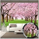 GREAT ART - Papier Peint Fleurs de Cerisier - Décoration Murale Fleurs Printemps Jardin Plantes Walt Park Nature Cerisier Arbre de Fleurs de Cerisier Photo Papier Peint Mural (336 x 238 cm)