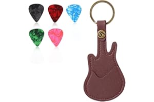 JYNXOR Porte Médiator Guitare, Porte-Clé Guitare avec 5 Médiators, Étui pour Médiators en Cuir PU, Mediator Guitare Personnalisé, Porte-Plectre de Guitare Portable pour Joueurs de Guitare, Musiciens