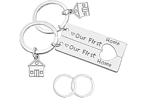 CNYMANY 2 Pcs New Home Keychains, Our First Home Housewarming Gift New House Decoration Jewelry Key Rings for New House Owner Wife Husband Lover