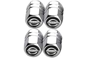 Lot de 4 bouchons de valve de voiture pour Nissan Maxima Altima Rogue Frontier Titane en Alliage d'aluminium hermétique Couvercle de valve Accessoires de valve, Argent