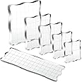 SWIUKPHE Acrylic Stamp Block, Clear Stamps Block with Grid Lines, Assorted Sizes Acrylic Blocks Decorative Stamp Blocks, for Scrapbooking Crafts Card Making, 6 Pcs