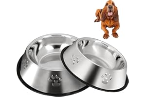 SUOXU miski dla psów ze stali nierdzewnej, miska do karmienia psów z antypoślizgowymi gumowymi podstawami, miski dla zwierząt domowych i miski na wodę, XL-30 cm /2 miski