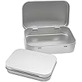 JYTDBCS Tins Container, Metal Rectangular Tin Can,Mini Portable Box Small Storage Basic Necessities Home Storage Organizer Empty Hinged Household Storage Box with Lid for Candy Key Earring (Silver)