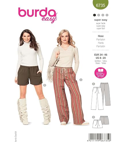 Patron Burda 7766 - Pantalon Pantacourt, Tailles 40 à 54, Pour Femme - Neuf