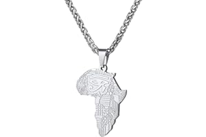 U7 Herren Damen Halskette Landkarte von Afrika Anhänger mit Horusauge/geometrischen Muster/Iced-Out Zirkonia Ägypten antiken Modeschmuck Hip Hop Rapper Accessoire Geschenk für Weihnachten