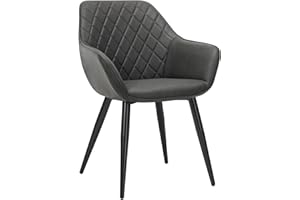 WOLTU 1 X Dining Chair Anthracite Kitchen Reception Chair Faux Leather with Padded Seat with Arms and Back for Counter Lounge Living Room BH251an-1