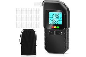 Feelhap Alcoholimetro Homologado Profesional Alcoholemia Test, Alcolimetros Alcohol Test con Pantalla LCD, 30 Boquillas,Almacenamiento y Voz, Etilometro Portátil para Uso Doméstico y Fiestas