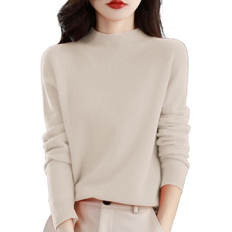 Pull Femme Manches Longues Keepink - Col Montant - Coupe Ajustée - Matière Douce - Style Y2K - Automne/Hiver
